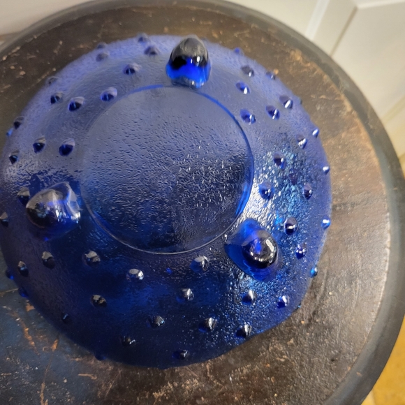 Hobnail Cobalt Blue Glass, 3 Footed, Vintage Bowl - Picture 6 of 9